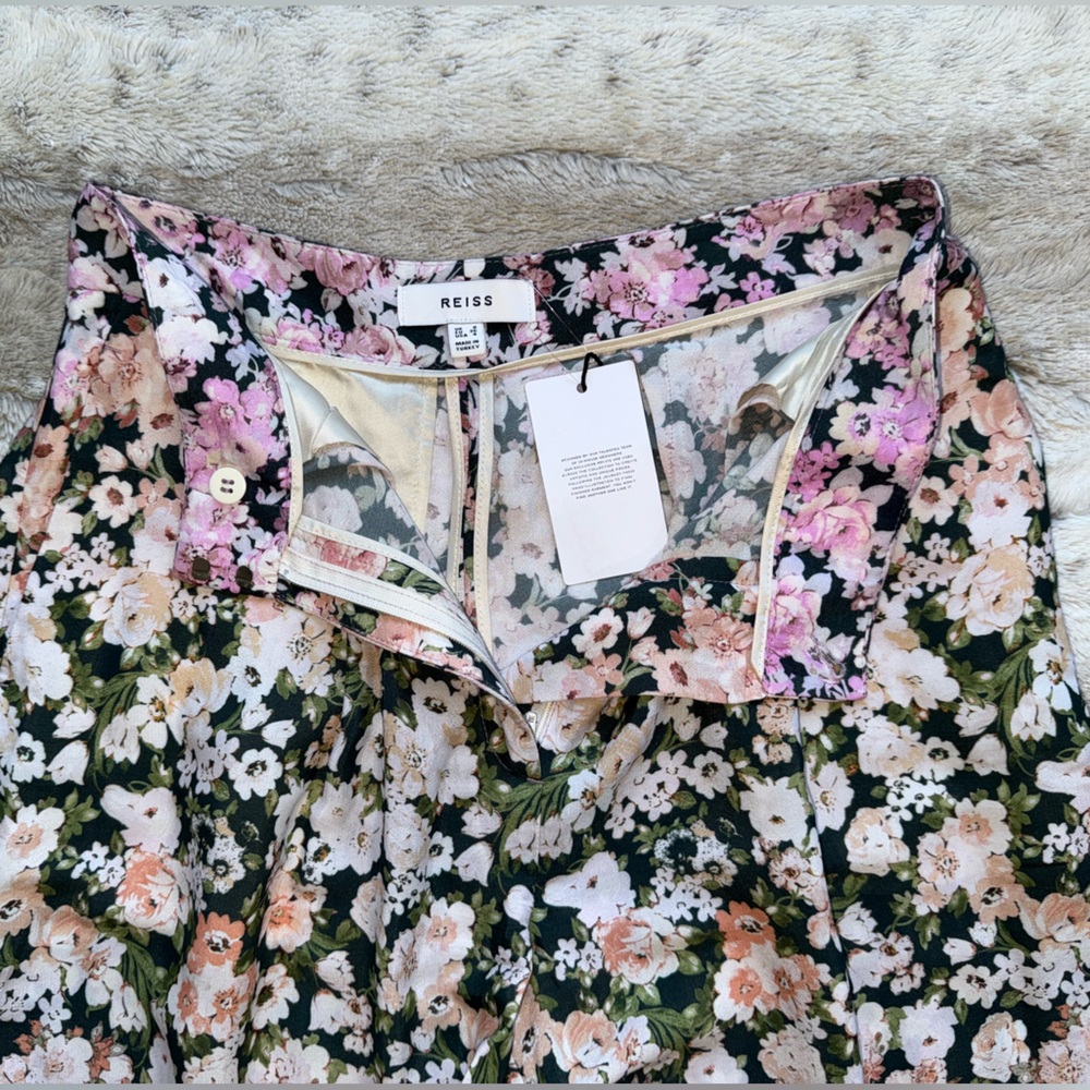 NWT REISS Serena Floral Print Wide Leg Trousers in Multicolor Size 4 - Picture 11 of 16